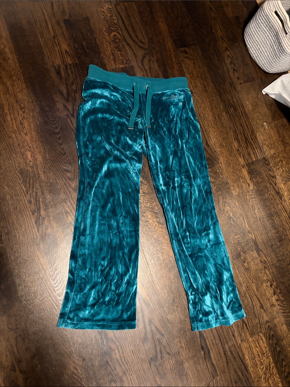 Escada Teal Velvet Lounge Pajama Pants with Drawstring